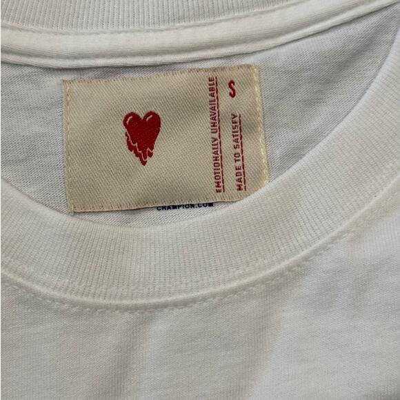 Emotionally Unavailable x Champion E.U. White T-Shirt *RARE*NEW IN BAG* Size S - Picture 6 of 7